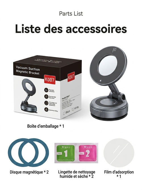 Support smartphone a ventouse magnétique robuste et fiable